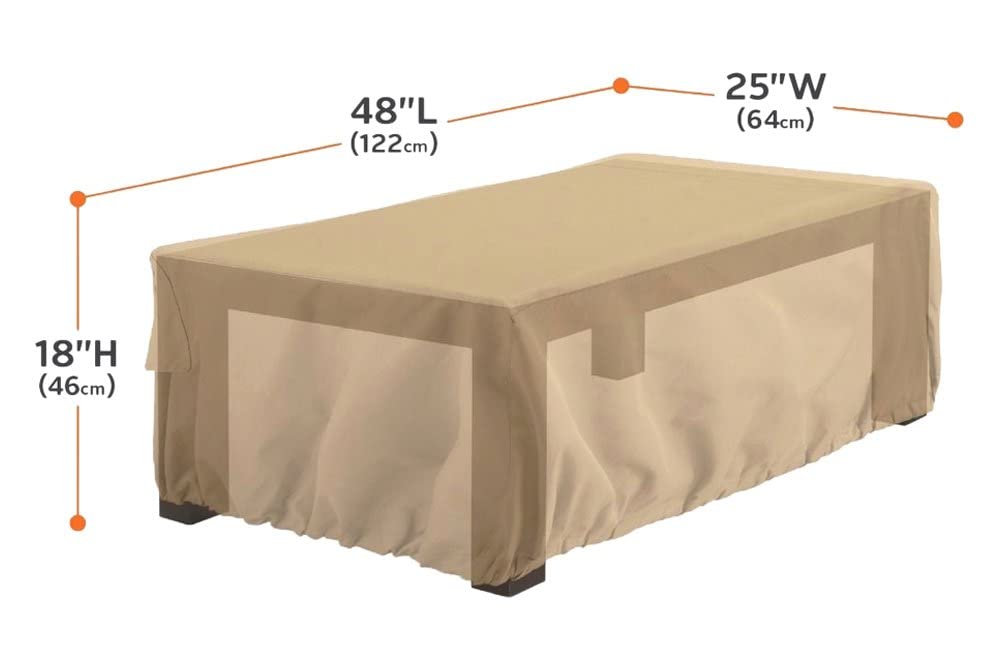 Classic Accessories Terrazzo Water-Resistant 48 Inch Rectangular Patio Coffee Table Cover, outdoor coffee table cover