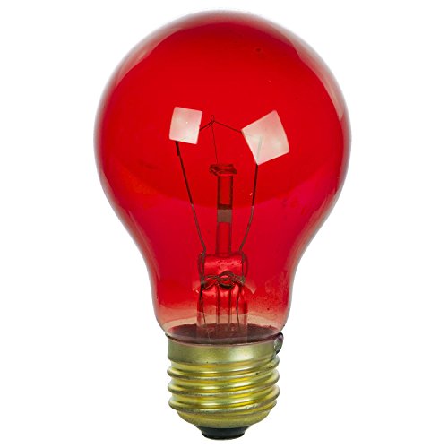 Sunlite 40447 Incandescent Red A19 25W Light Bulbs with Medium E26 Base (6 Pack)