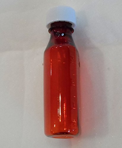 4 Ounce Graduated Oval Amber Plastic Medical Bottle and Cap Package of 25 Pharmaceutical Grade Product