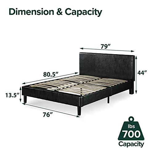 ZINUS Jade Faux Leather Upholstered Platform Bed Frame, Mattress Foundation with Wood Slat Support, No Box Spring Needed, Easy Assembly, King, Black