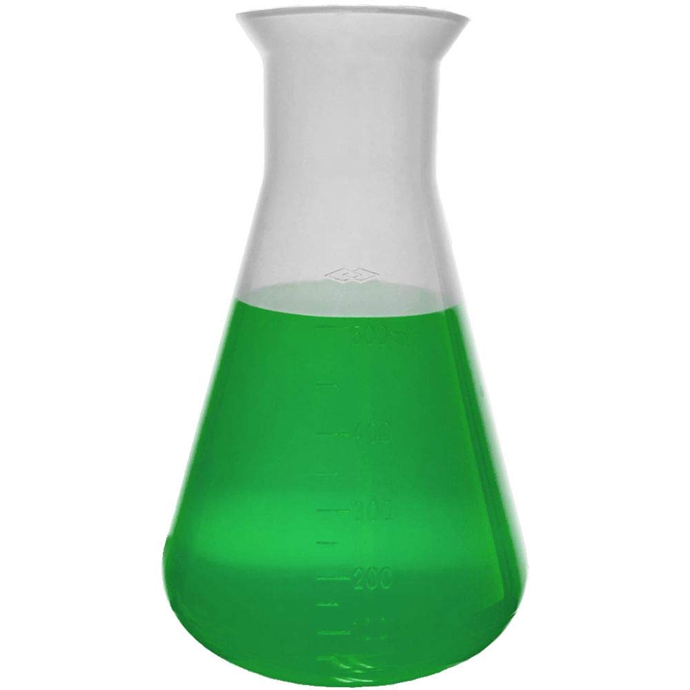 500ml Erlenmeyer Flask, Polypropylene, No Cap, Molded Graduations, Karter Scientific 230C4 (Single)