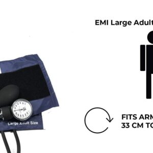 EMI EBL-430 Navy Sprague Rappaport Dual Head Stethoscope and Manual Aneroid Sphygmomanometer Blood Pressure with Large Adult Cuff (Cuff Size: 33 cm to 51 cm | 13 inch to 20 inch)