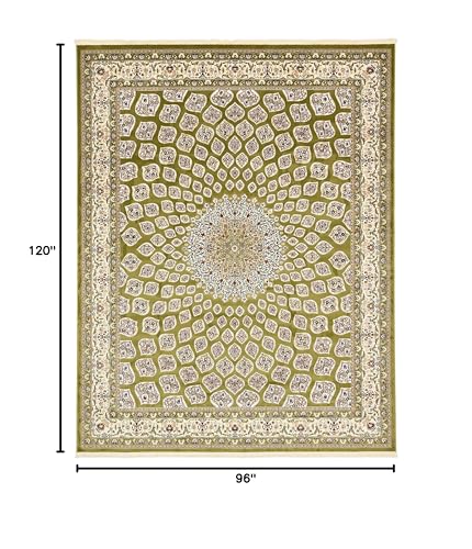 Unique Loom Narenj Collection Classic Traditional Textured Medallion Pattern Design Area Rug, 8' x 10' Rectangle, Green/Blue