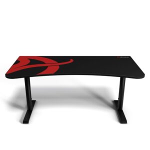 Arozzi Arena Gaming Desk 63" Wide, Ultrawide Curved Gaming and Office Desk, Large Gaming Desk with Custom Monitor Mount & Cable Management Under Desk (Black)