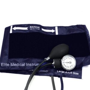 EMI Aneroid Sphygmomanometer Manual Blood Pressure Navy Large Adult Cuff (Large Adult - Navy)