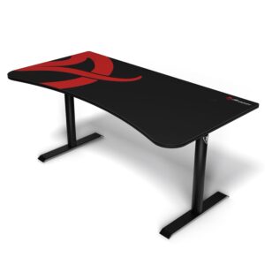 arozzi arena gaming desk 63" wide, ultrawide curved gaming and office desk, large gaming desk with custom monitor mount & cable management under desk (black)