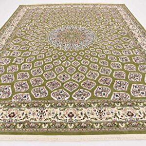 Unique Loom Narenj Collection Classic Traditional Textured Medallion Pattern Design Area Rug, 8' x 10' Rectangle, Green/Blue