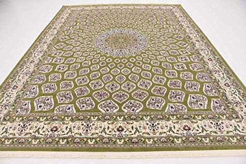 Unique Loom Narenj Collection Classic Traditional Textured Medallion Pattern Design Area Rug, 8' x 10' Rectangle, Green/Blue