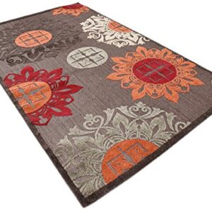 Unique Loom Outdoor Modern Collection Area Rug - Chicago (5' 1" x 8' Rectangle, Brown/ Orange)