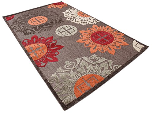 Unique Loom Outdoor Modern Collection Area Rug - Chicago (5' 1" x 8' Rectangle, Brown/ Orange)