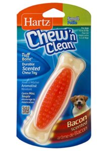 hartz chew 'n clean tuff bone bacon scented dental dog chew toy - small