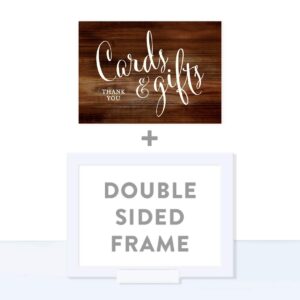 Andaz Press Wedding Framed Party Signs, Rustic Wood Print, 5x7-inch, Cards and Gifts Thank You, 1-Pack, Includes Frame