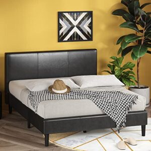 ZINUS Jade Faux Leather Upholstered Platform Bed Frame, Mattress Foundation with Wood Slat Support, No Box Spring Needed, Easy Assembly, King, Black