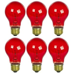 sunlite 40447 incandescent red a19 25w light bulbs with medium e26 base (6 pack)