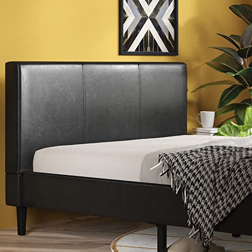 ZINUS Jade Faux Leather Upholstered Platform Bed Frame, Mattress Foundation with Wood Slat Support, No Box Spring Needed, Easy Assembly, King, Black