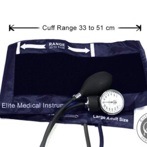 EMI Aneroid Sphygmomanometer Manual Blood Pressure Navy Large Adult Cuff (Large Adult - Navy)