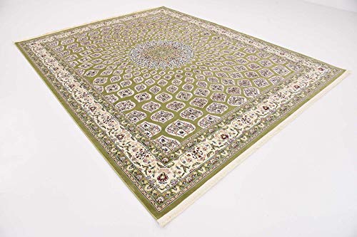 Unique Loom Narenj Collection Classic Traditional Textured Medallion Pattern Design Area Rug, 8' x 10' Rectangle, Green/Blue