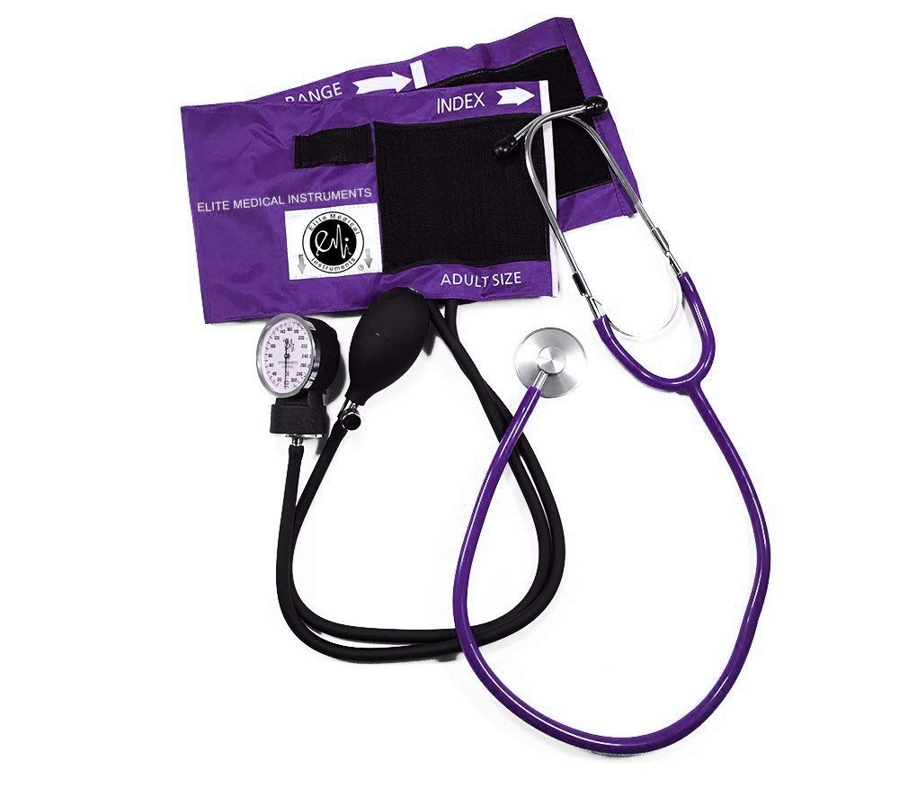 EMI # 300 Deluxe Aneroid Sphygmomanometer Blood Pressure Monitor Set with Adult Cuff and Carrying Case and Includes Basic Stethoscope (Purple)