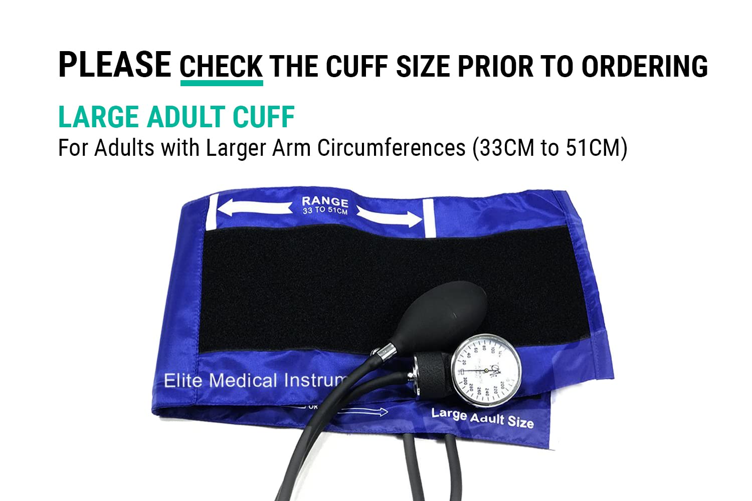 EMI EBL-430 Royal Sprague Stethoscope and Large Adult Cuff (See Large Cuff Size: 33 cm to 51 cm | 13 inch to 20 inch) Aneroid Sphygmomanometer Manual Blood Pressure Set