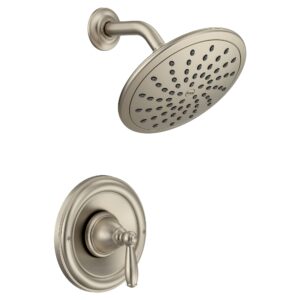 moen brantford brushed nickel posi-temp shower trim kit with 8-inch eco-performance rainshower and traditional handle, valve required, t2252epbn