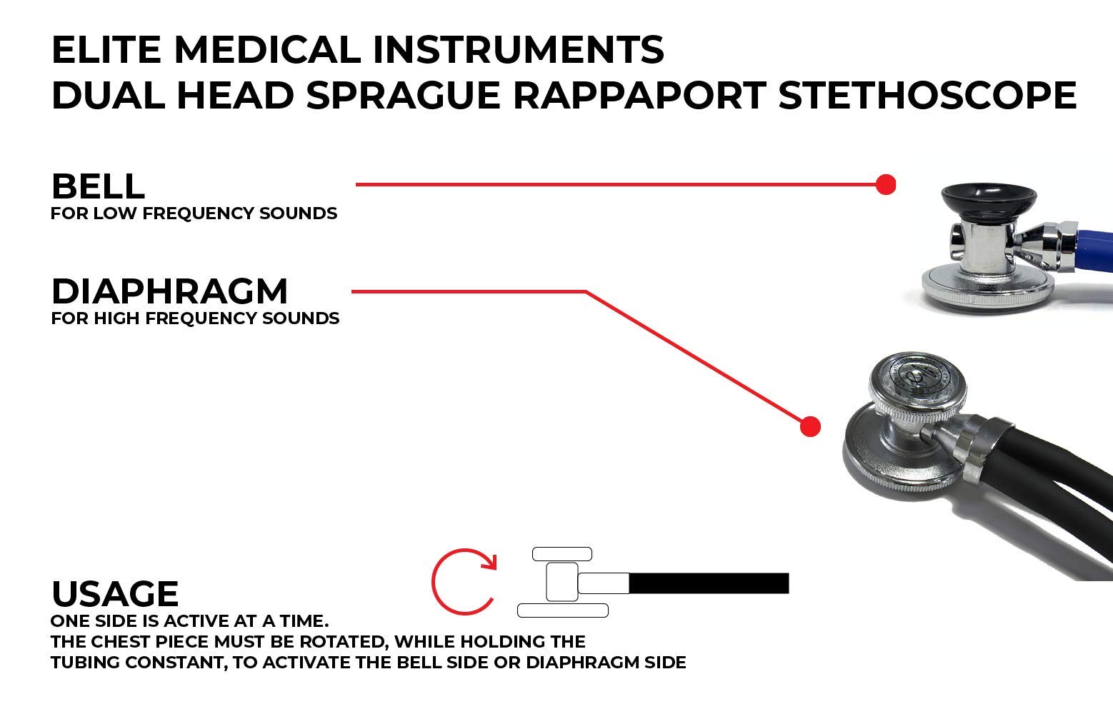 EMI EBL-430 Navy Sprague Rappaport Dual Head Stethoscope and Manual Aneroid Sphygmomanometer Blood Pressure with Large Adult Cuff (Cuff Size: 33 cm to 51 cm | 13 inch to 20 inch)