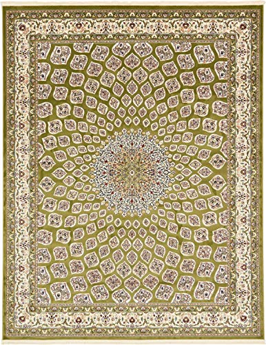 Unique Loom Narenj Collection Classic Traditional Textured Medallion Pattern Design Area Rug, 8' x 10' Rectangle, Green/Blue