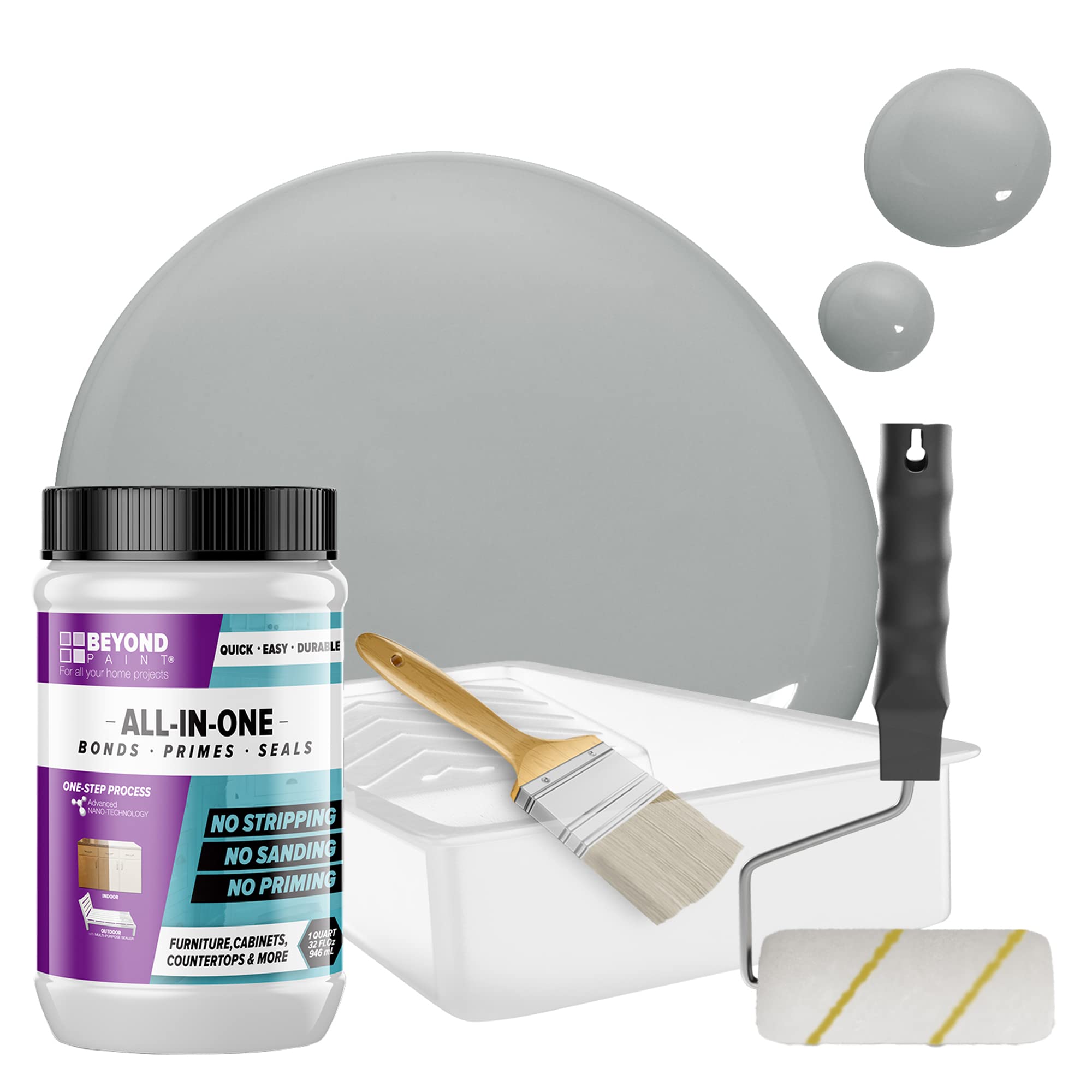 BEYOND PAINT Furniture, Cabinets and More All-in-One Refinishing Kit/Color- Soft Gray