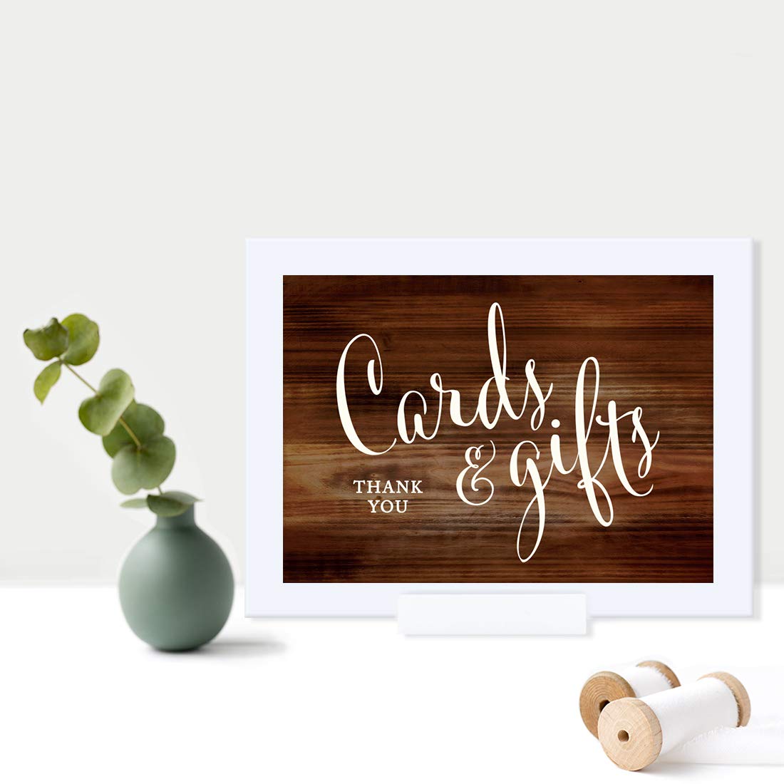 Andaz Press Wedding Framed Party Signs, Rustic Wood Print, 5x7-inch, Cards and Gifts Thank You, 1-Pack, Includes Frame