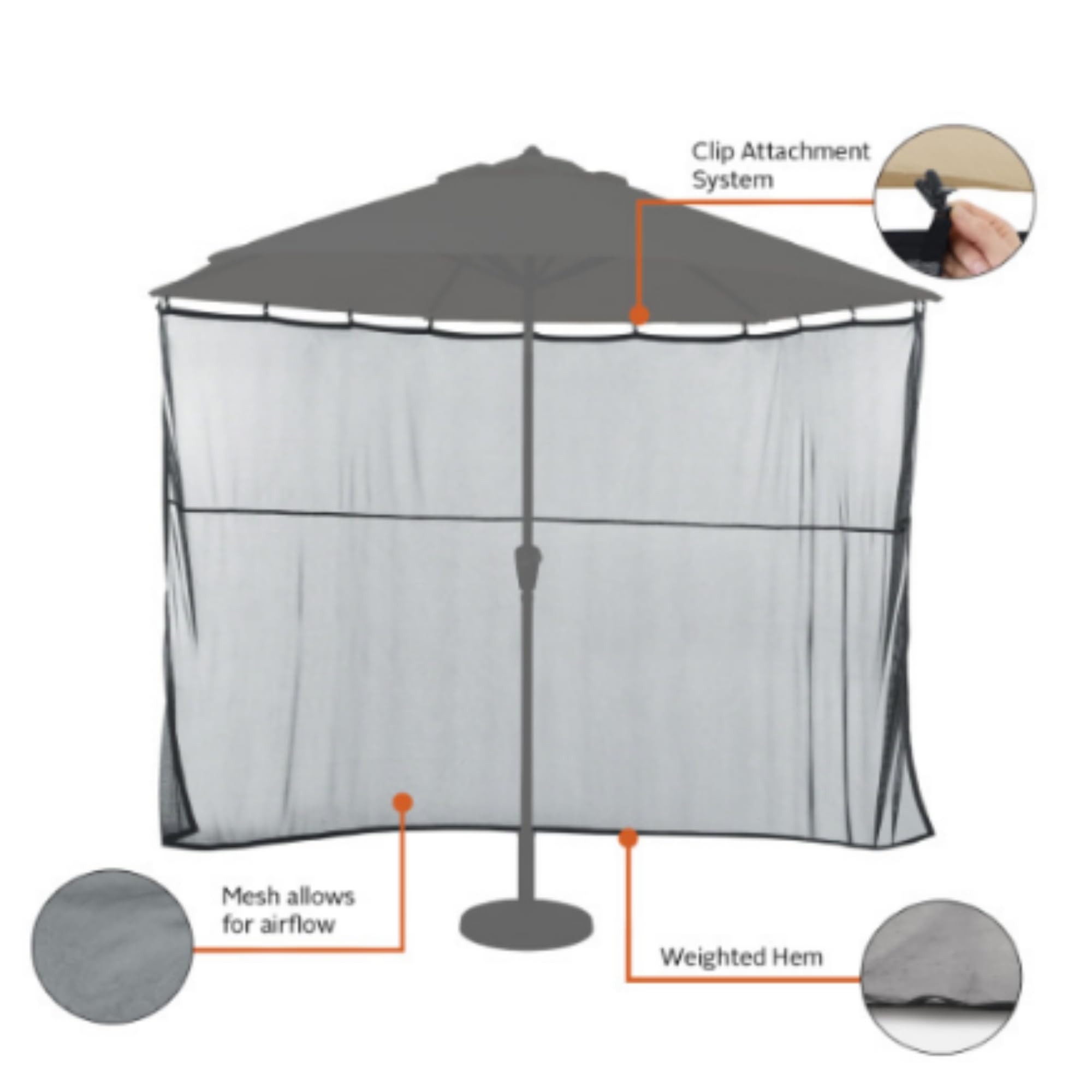 Classic Accessories Water-Resistant 68 Inch Universal Patio Umbrella Shade Screen, Patio Furniture Covers