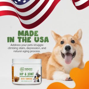 Powerful PET Hip & Joint - with Organic Turmeric - Natural Ingredients - Triple Strength - Chondroitin - Glucosamine - MSM - Organic Sea Coral Calcium. Extra Large 170 Grams.