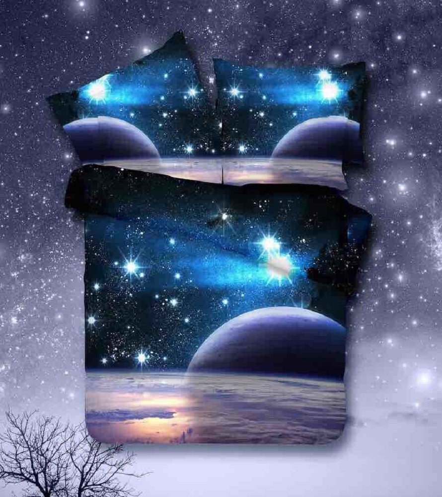 MZPRIDE 3D Mysterious Boundless Galaxy Sky Starry Night Bedding Sets Twin/Full Quilt Cover Set (Twin, I)