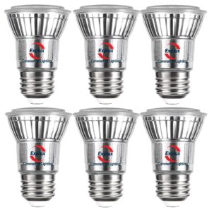 explux commercial-grade led par16 long neck spotlight bulbs, dimmable, 60w equivalent 500 lumens, classic full glass, 3000k bright white, 6-pack