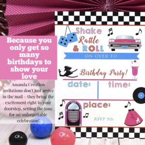 50's Sock Hop Birthday Party Invitations, 20 5x7 Fill In Cards with Twenty White Envelopes by AmandaCreation