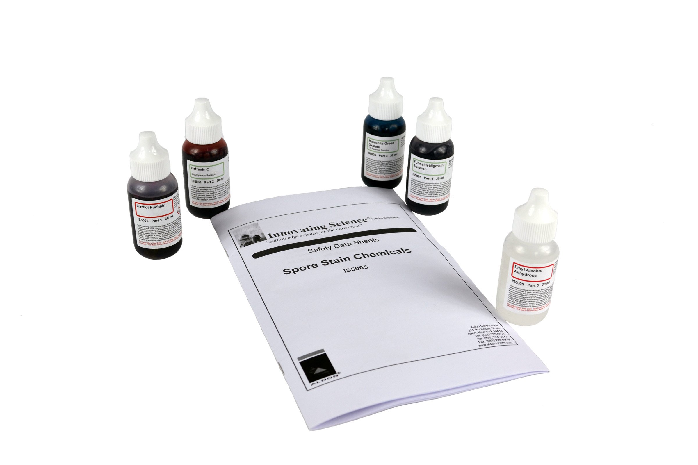 ALDON Innovating Science Spore Stain Chemicals Kit for Endospores and Bacterial Spores