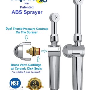 Aquaus 360 Bidet "SPRAY WAND ONLY" | NSF Certified - 3 Year Warranty - American Made -Dual Thumb Pressure Controls - Ceramic Disk Seals - ABS Body - Brass Valve Core - Includes 5'' inch (ABS Polymer)