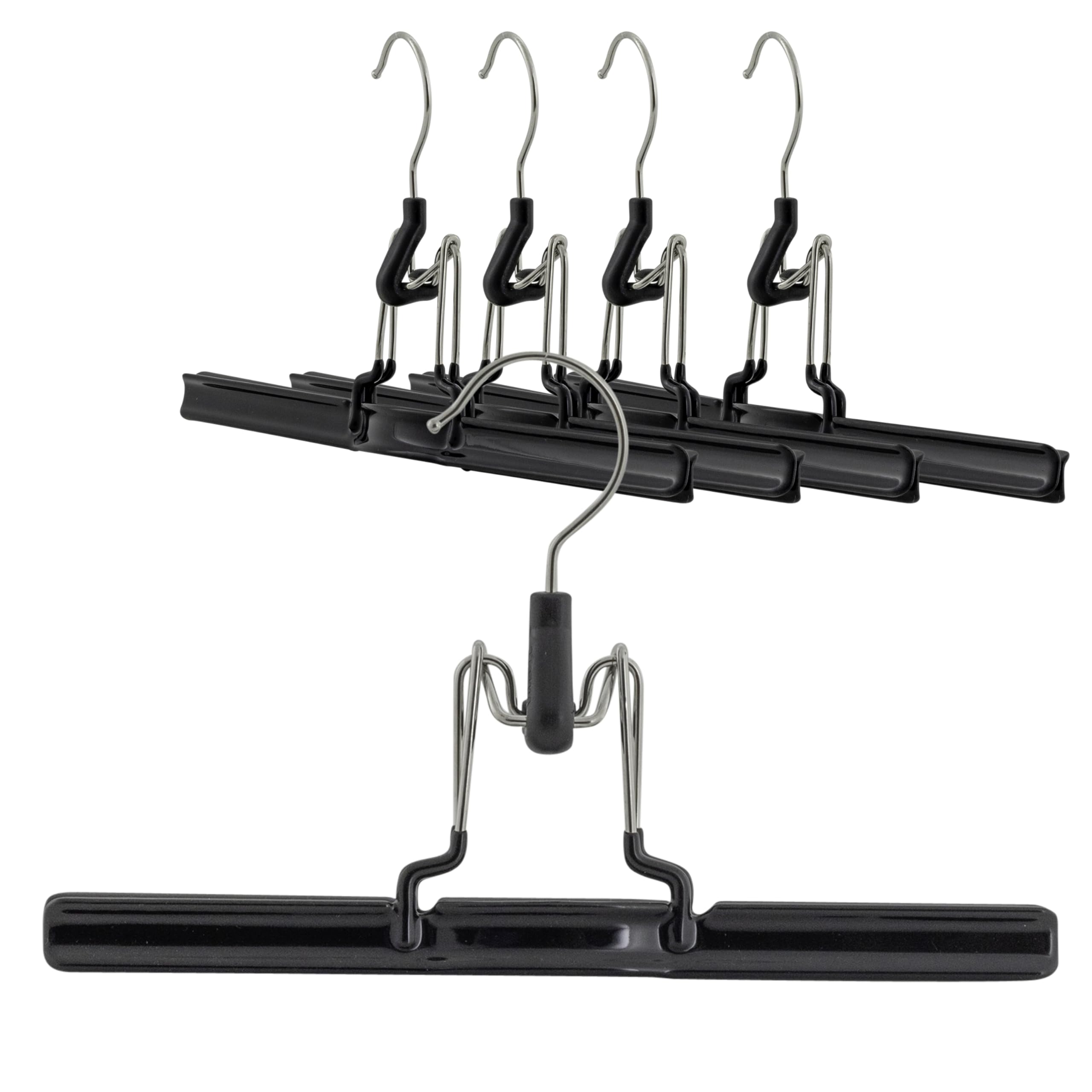 Mawa by Reston Lloyd Non-Slip Space-Saving Clothes Hanger with Clamp For Pants & Skirts, Style M/26, Set of 5, Black