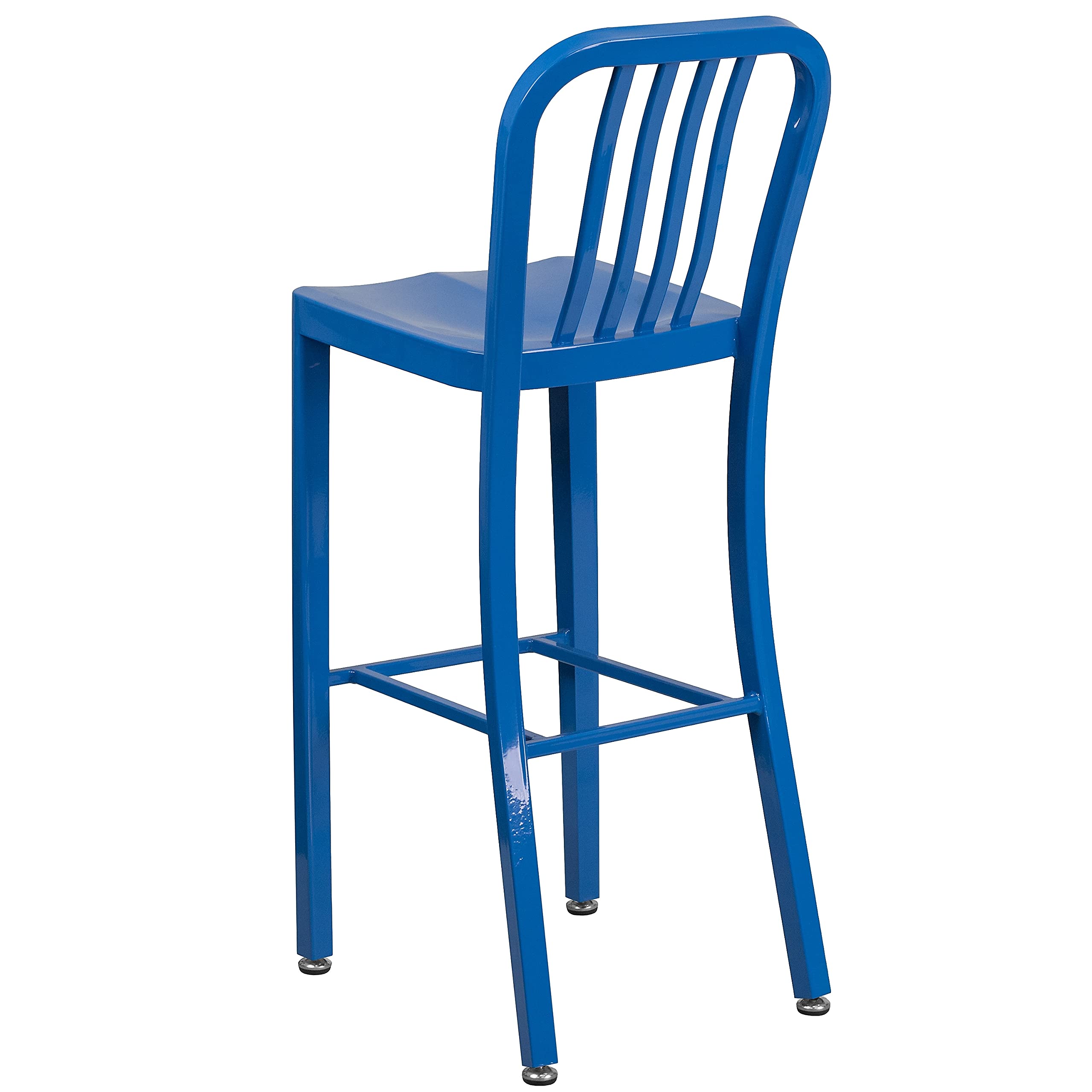 Flash Furniture Gael Commercial Grade 2 Pack 30" High Blue Metal Indoor-Outdoor Barstool with Vertical Slat Back