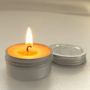 BCandle Set 100% Beeswax Tea Light in Flat Tin Container with Screwtop Cover, for Camp, Outdoor, Sports Events, Fishing (4)