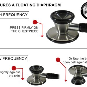 EMI Platinum Series Deluxe Black Cardiology Stethoscope with pressure sensitive Diaphragm ESC-333