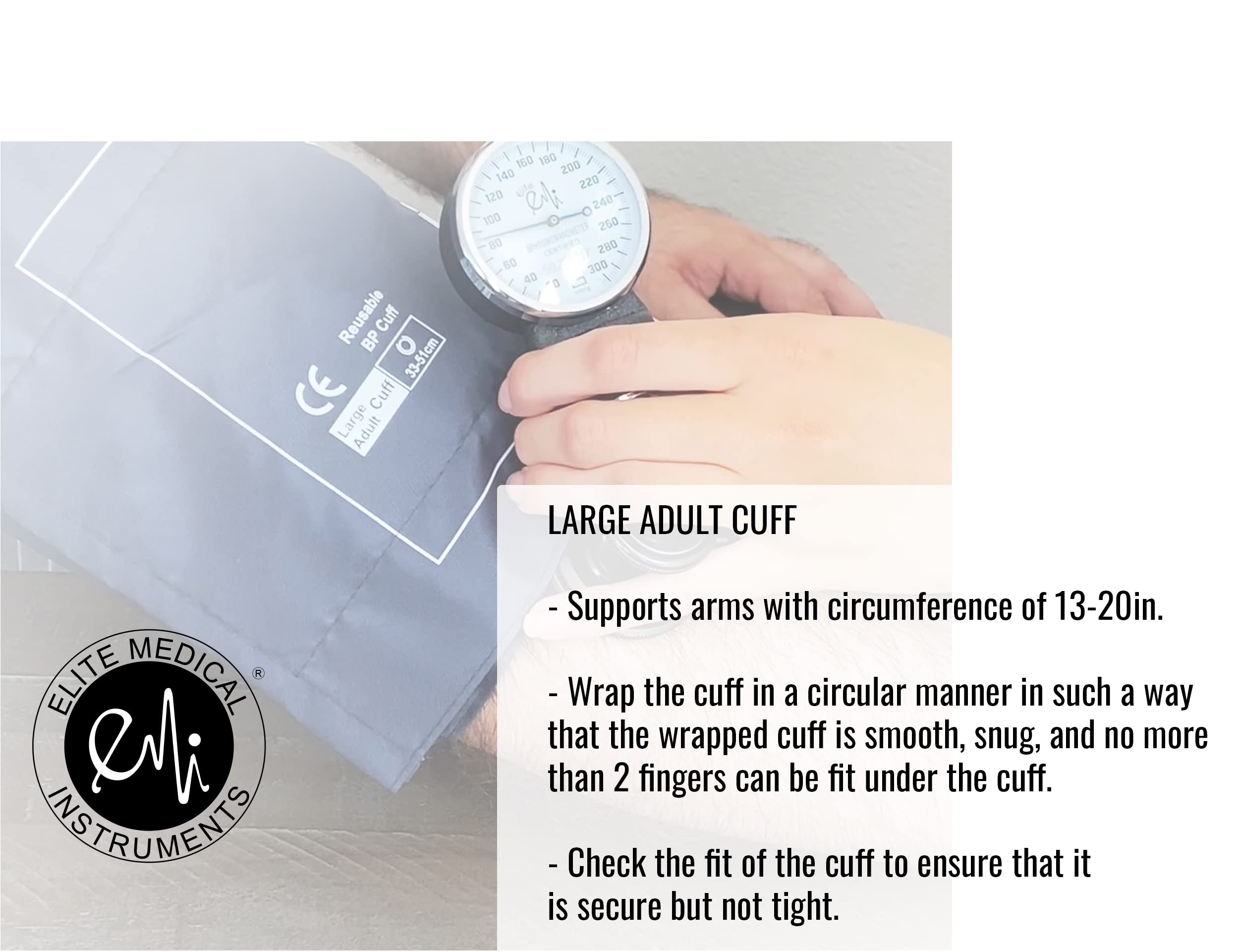 EMI EBL-430 Royal Sprague Stethoscope and Large Adult Cuff (See Large Cuff Size: 33 cm to 51 cm | 13 inch to 20 inch) Aneroid Sphygmomanometer Manual Blood Pressure Set