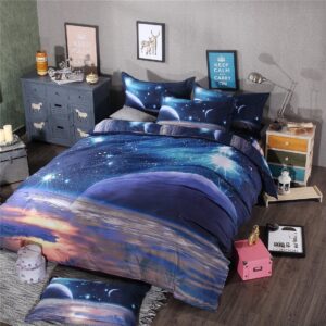 MZPRIDE 3D Mysterious Boundless Galaxy Sky Starry Night Bedding Sets Twin/Full Quilt Cover Set (Twin, I)