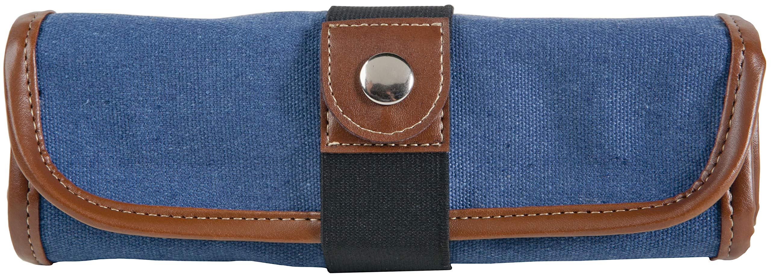 Speedball Canvas Roll Up Pencil Case, Denim W/Brown Trim, Holds Up To 36 Pencils