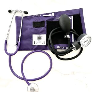 EMI # 300 Deluxe Aneroid Sphygmomanometer Blood Pressure Monitor Set with Adult Cuff and Carrying Case and Includes Basic Stethoscope (Purple)