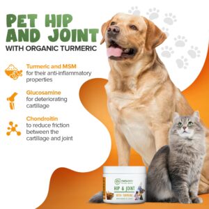 Powerful PET Hip & Joint - with Organic Turmeric - Natural Ingredients - Triple Strength - Chondroitin - Glucosamine - MSM - Organic Sea Coral Calcium. Extra Large 170 Grams.