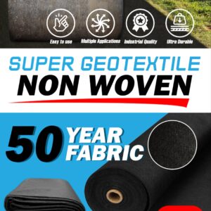 Super Geotextile 4, 6, 8 oz Non Woven Fabric for Landscaping, French Drains, Underlayment, Erosion Control, Construction Projects - 8 oz (3X300)