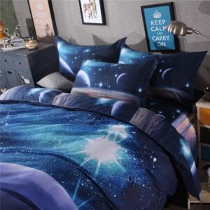 MZPRIDE 3D Mysterious Boundless Galaxy Sky Starry Night Bedding Sets Twin/Full Quilt Cover Set (Twin, I)