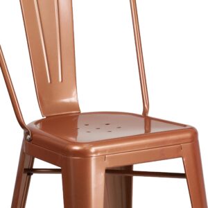 Flash Furniture Blake Commercial Grade 4 Pack 24" High Copper Metal Indoor-Outdoor Counter Height Stool with Back