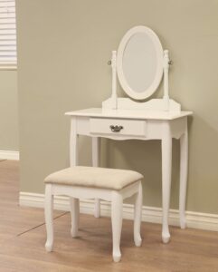 frenchi home furnishing vanity set with stool and mirror