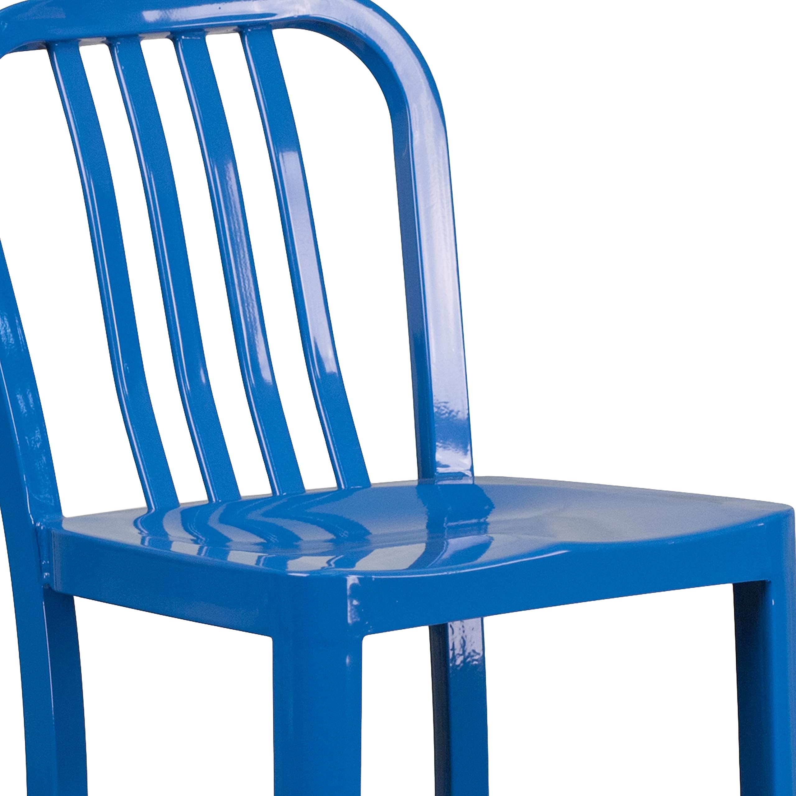 Flash Furniture Gael Commercial Grade 2 Pack 30" High Blue Metal Indoor-Outdoor Barstool with Vertical Slat Back