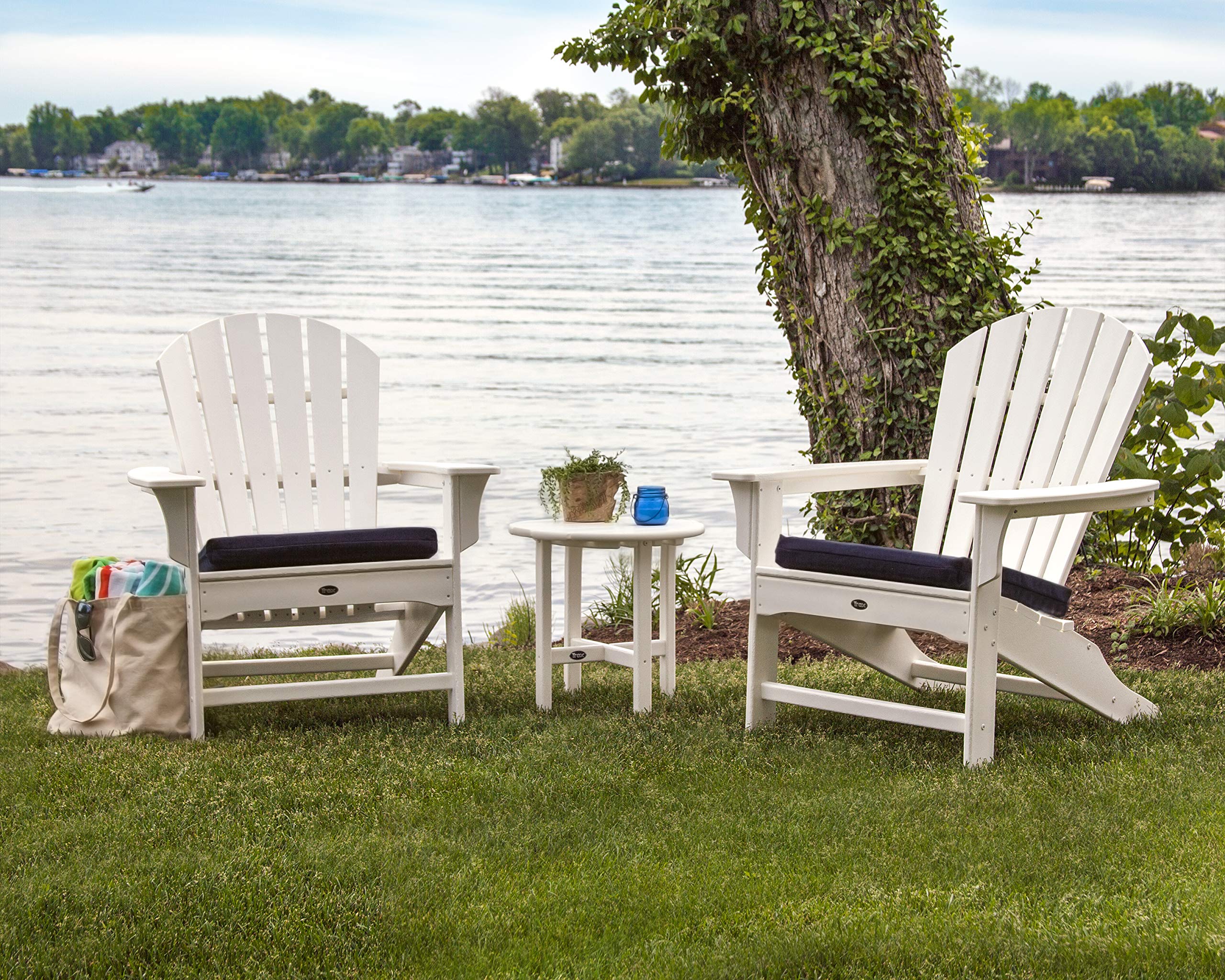 Trex Outdoor Furniture Yacht Club 3-Piece Shellback Adirondack Chair Set with Side Table